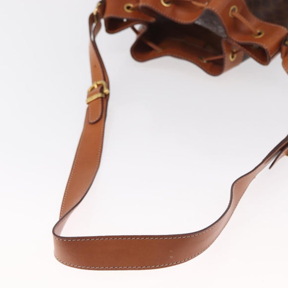 CELINE Macadam Canvas Shoulder Bag PVC Leather Brown Gold Auth yk20076V