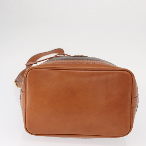 CELINE Macadam Canvas Shoulder Bag PVC Leather Brown Gold Auth yk20076V