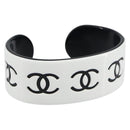 CHANEL Bangle COCO Mark Bracelet plastic White Black CC Auth yk20078V-1