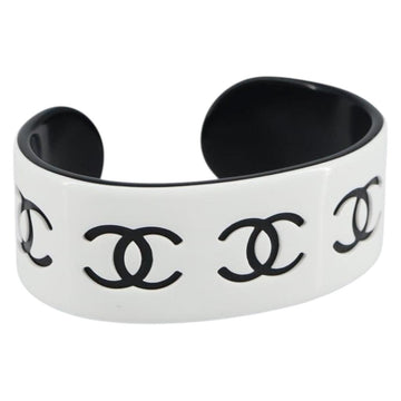 CHANEL Bangle COCO Mark Bracelet plastic White Black CC Auth yk20078V