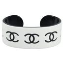 CHANEL Bangle COCO Mark Bracelet plastic White Black CC Auth yk20078V-2