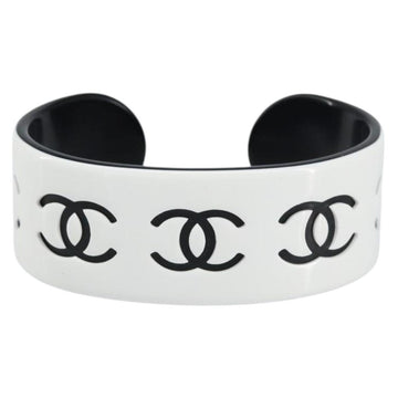 CHANEL Bangle COCO Mark Bracelet plastic White Black CC Auth yk20078V - 0