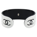 CHANEL Bangle COCO Mark Bracelet plastic White Black CC Auth yk20078V-3