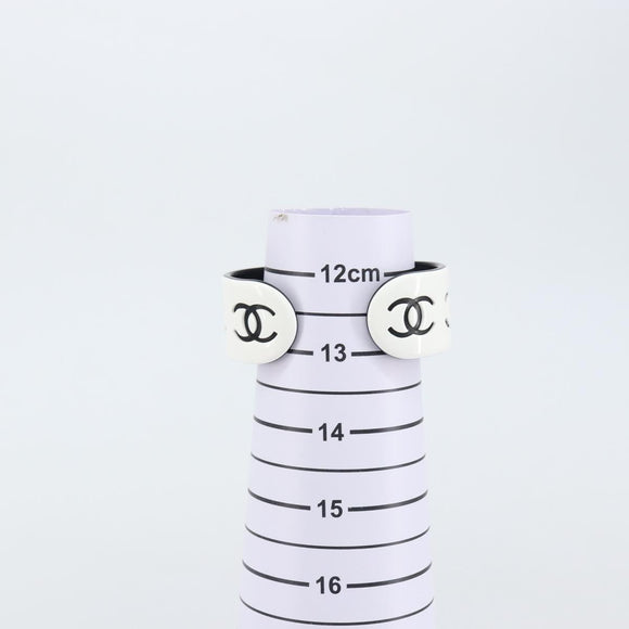 CHANEL Bangle COCO Mark Bracelet plastic White Black CC Auth yk20078V