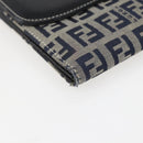 FENDI Zucchino Canvas Long Wallet Navy Silver Auth yk20081-7