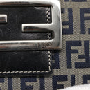 FENDI Zucchino Canvas Long Wallet Navy Silver Auth yk20081-8