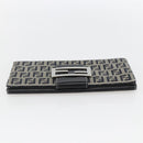 FENDI Zucchino Canvas Long Wallet Navy Silver Auth yk20081-6