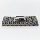 FENDI Zucchino Canvas Long Wallet Navy Silver Auth yk20081-5