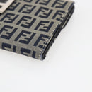 FENDI Zucchino Canvas Long Wallet Navy Silver Auth yk20081-14