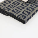 FENDI Zucchino Canvas Long Wallet Navy Silver Auth yk20081-15
