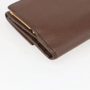 PRADA Compact Wallet Safiano leather Brown Gold Auth yk20082-11