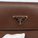 PRADA Compact Wallet Safiano leather Brown Gold Auth yk20082-12