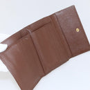 PRADA Compact Wallet Safiano leather Brown Gold Auth yk20082-14