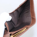 PRADA Compact Wallet Safiano leather Brown Gold Auth yk20082-15