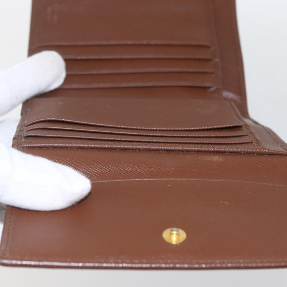 PRADA Compact Wallet Safiano leather Brown Gold Auth yk20082