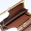 PRADA Compact Wallet Safiano leather Brown Gold Auth yk20082-19