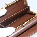 PRADA Compact Wallet Safiano leather Brown Gold Auth yk20082-20