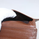 PRADA Compact Wallet Safiano leather Brown Gold Auth yk20082-21