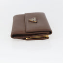 PRADA Compact Wallet Safiano leather Brown Gold Auth yk20082-6