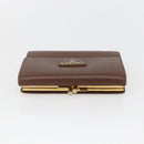 PRADA Compact Wallet Safiano leather Brown Gold Auth yk20082-5
