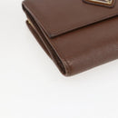 PRADA Compact Wallet Safiano leather Brown Gold Auth yk20082-9