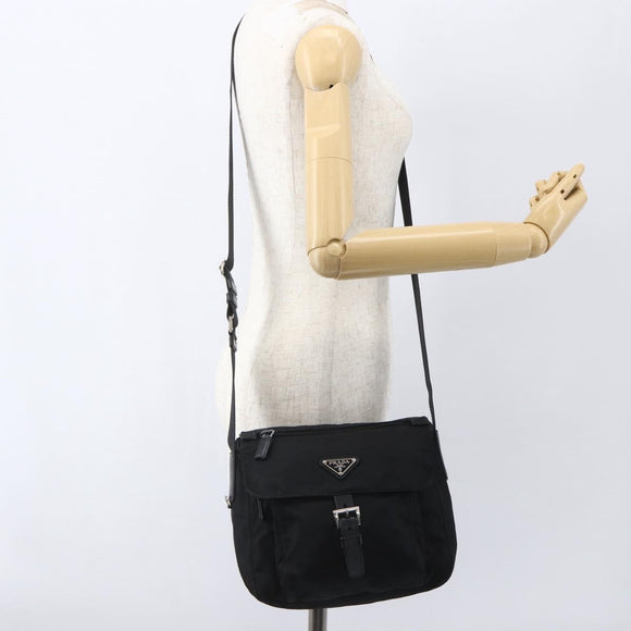 PRADA Shoulder Bag Nylon Black Silver Auth yk20084V