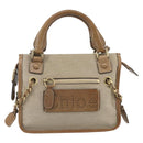 Chloe Harley Hand Bag Canvas Leather 2way Beige Gold Auth yk20085V-2