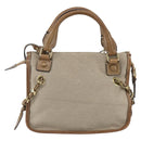Chloe Harley Hand Bag Canvas Leather 2way Beige Gold Auth yk20085V-3