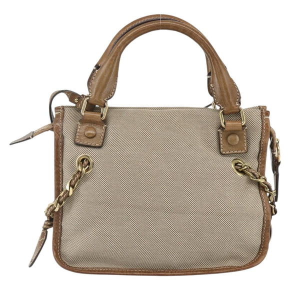 Chloe Harley Hand Bag Canvas Leather 2way Beige Gold Auth yk20085V