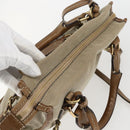 Chloe Harley Hand Bag Canvas Leather 2way Beige Gold Auth yk20085V-6