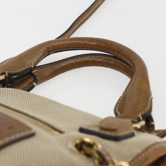 Chloe Harley Hand Bag Canvas Leather 2way Beige Gold Auth yk20085V