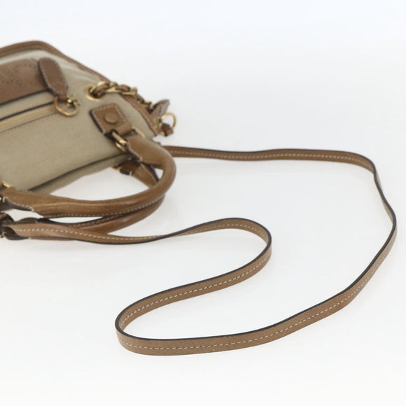 Chloe Harley Hand Bag Canvas Leather 2way Beige Gold Auth yk20085V