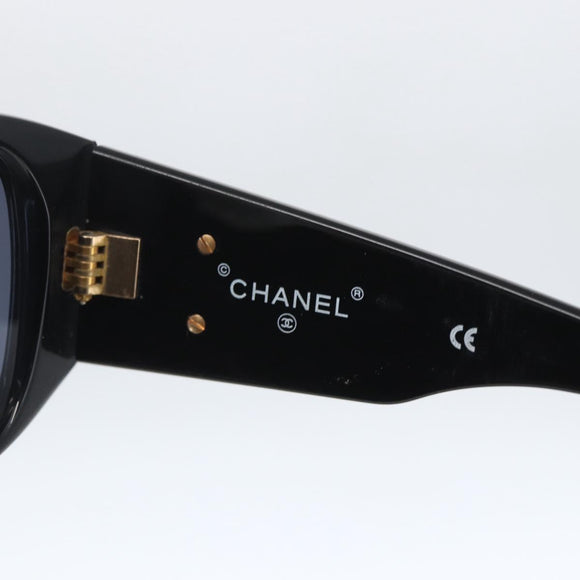 CHANEL COCO Mark Sunglasses plastic Black CC Auth yk20088V