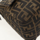 FENDI Zucca Canvas Mamma Baguette Shoulder Bag Black Brown Auth yk20092V-11