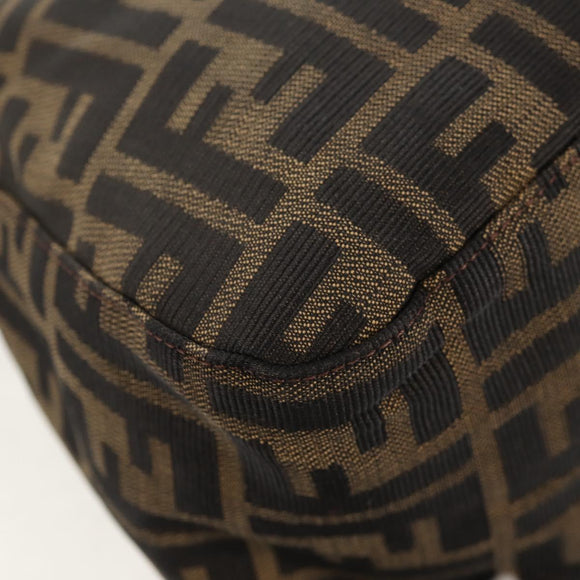 FENDI Zucca Canvas Mamma Baguette Shoulder Bag Black Brown Auth yk20092V