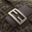 FENDI Zucca Canvas Mamma Baguette Shoulder Bag Black Brown Auth yk20092V-15