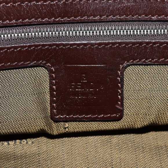 FENDI Zucca Canvas Mamma Baguette Shoulder Bag Black Brown Auth yk20092V