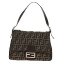 FENDI Zucca Canvas Mamma Baguette Shoulder Bag Black Brown Auth yk20092V-2
