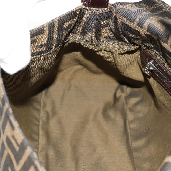 FENDI Zucca Canvas Mamma Baguette Shoulder Bag Black Brown Auth yk20092V