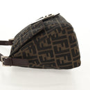 FENDI Zucca Canvas Mamma Baguette Shoulder Bag Black Brown Auth yk20092V-4