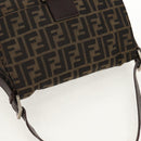 FENDI Zucca Canvas Mamma Baguette Shoulder Bag Black Brown Auth yk20092V-6