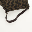 FENDI Zucca Canvas Mamma Baguette Shoulder Bag Black Brown Auth yk20092V-7