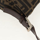 FENDI Zucca Canvas Mamma Baguette Shoulder Bag Black Brown Auth yk20092V-8