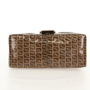 FENDI Zucchino Canvas Mamma Baguette Bag Enamel Beige Gold Auth yk20093V-10