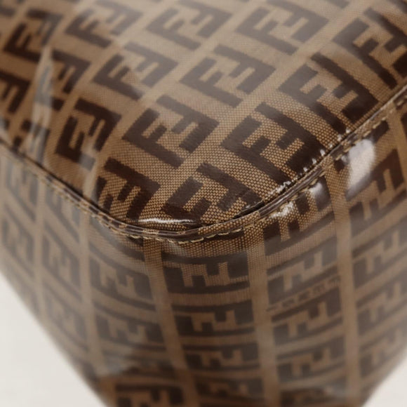 FENDI Zucchino Canvas Mamma Baguette Bag Enamel Beige Gold Auth yk20093V