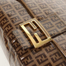 FENDI Zucchino Canvas Mamma Baguette Bag Enamel Beige Gold Auth yk20093V-19