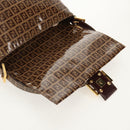 FENDI Zucchino Canvas Mamma Baguette Bag Enamel Beige Gold Auth yk20093V-17