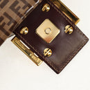 FENDI Zucchino Canvas Mamma Baguette Bag Enamel Beige Gold Auth yk20093V-18