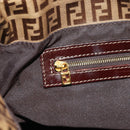 FENDI Zucchino Canvas Mamma Baguette Bag Enamel Beige Gold Auth yk20093V-23