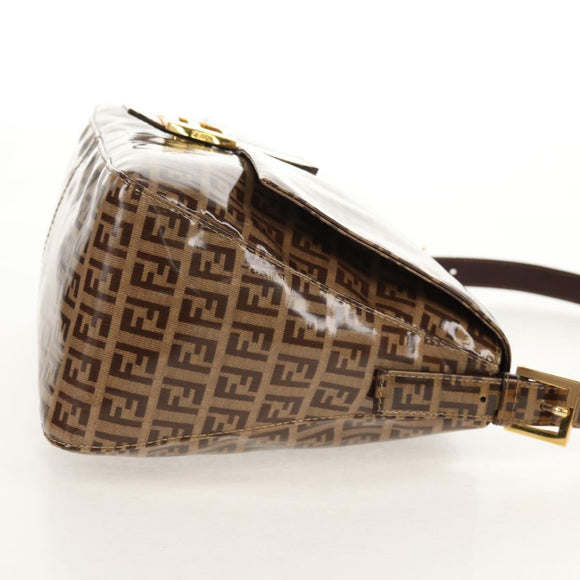 FENDI Zucchino Canvas Mamma Baguette Bag Enamel Beige Gold Auth yk20093V